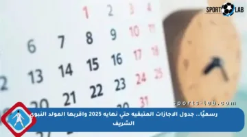 رسميًا.. جدول الإجازات المتبقية حتى نهاية 2025 وأقربها المولد النبوي الشريف